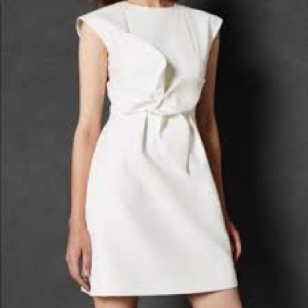 Ted Baker London Ivory Bow Tie-Front Mini Dress